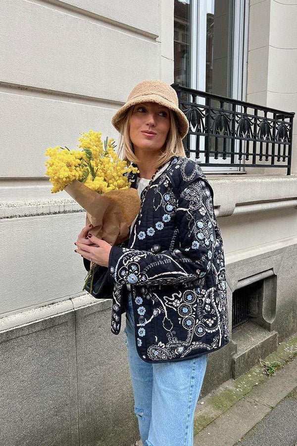 Drune | Weinlesejacke mit Blumendruck