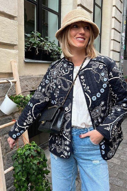 Drune | Weinlesejacke mit Blumendruck