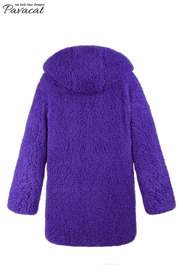 Drune | Faux Lammwoll Dicke Jacke Lila/schwarz