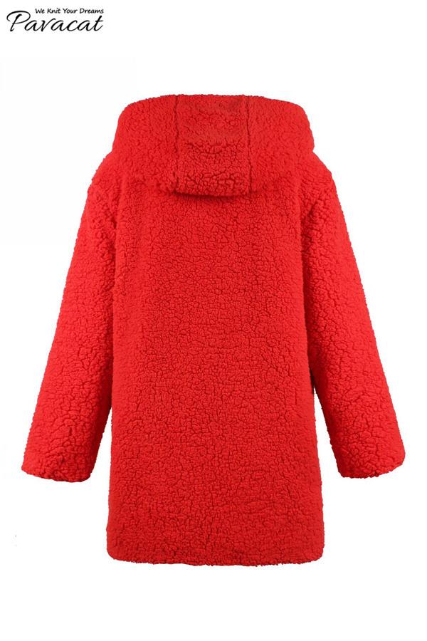 Drune | Faux Lammwoll Dicke Jacke Lila/schwarz