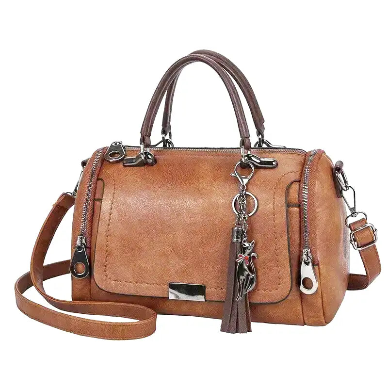 Drune | Geräumige Handtasche Aus Weichem mit Riemen und Reißverschluss
