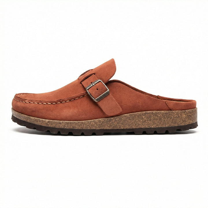 Clogs - Damen Retro Wildleder Slip-On Mule Drune