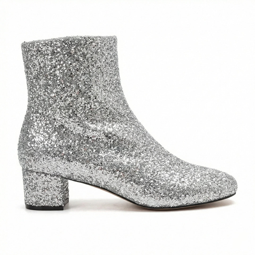 Drune | Glitzernde Ankle Boots mit Blockabsatz