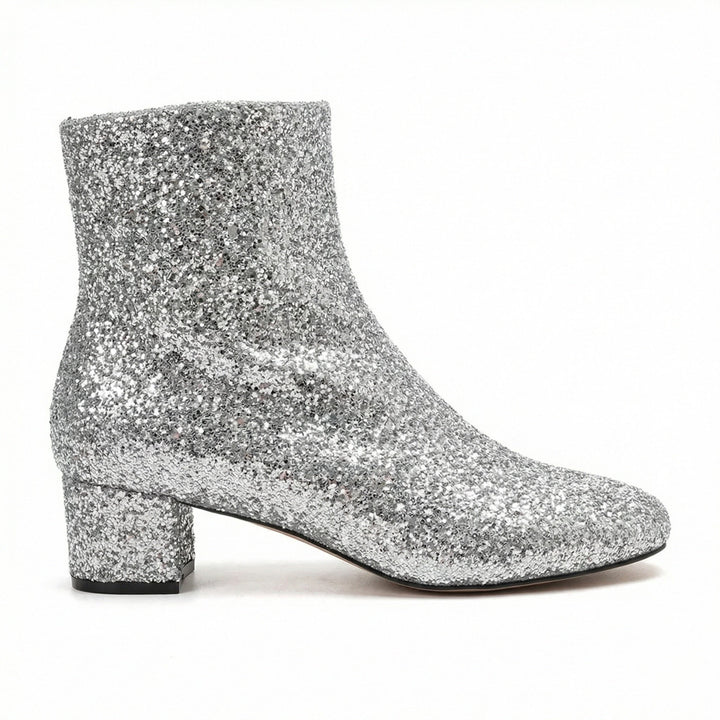 Drune | Glitzernde Ankle Boots mit Blockabsatz