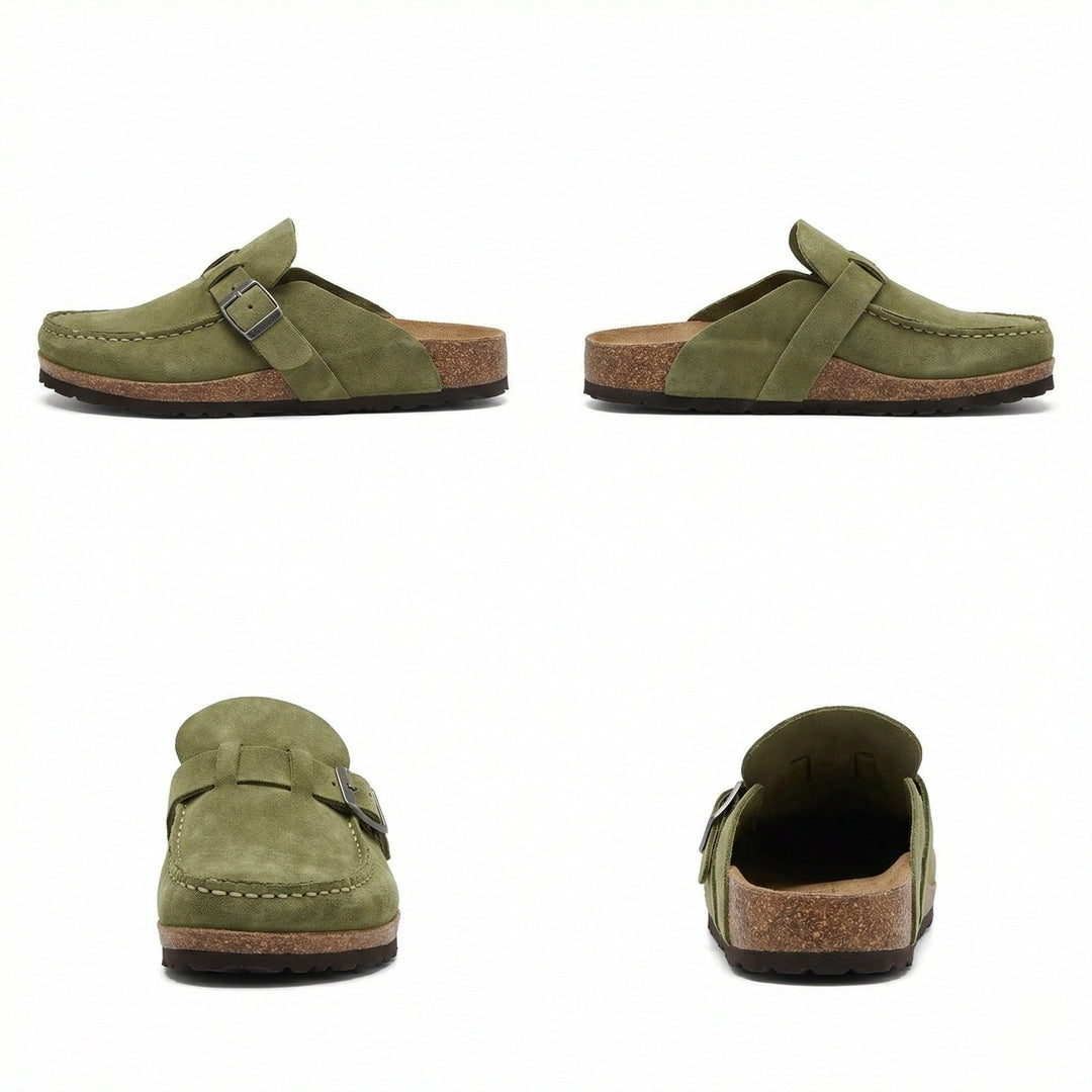 Clogs - Damen Retro Wildleder Slip-On Mule Drune