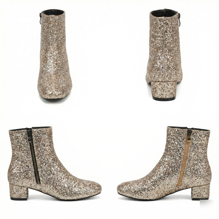 Drune | Glitzernde Ankle Boots mit Blockabsatz