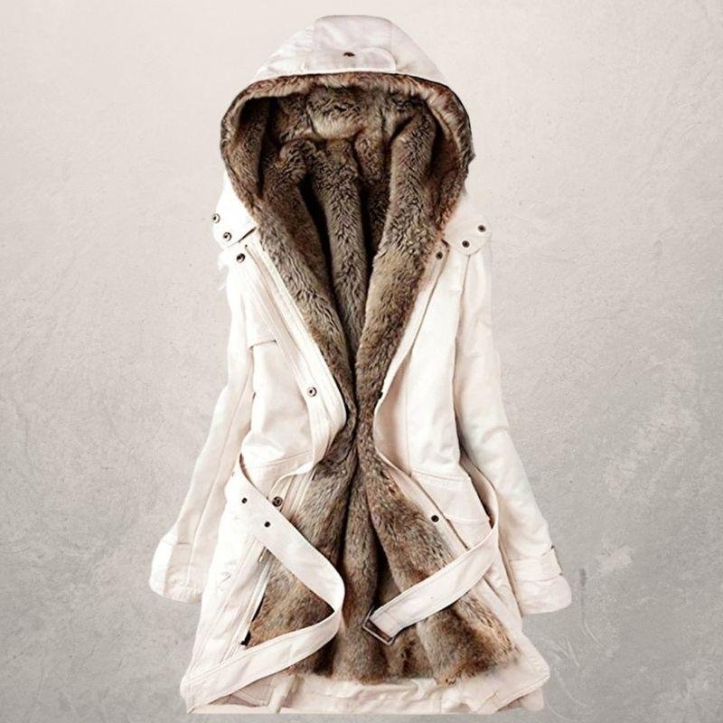 Drune | Modische elegante und bequeme beige Jacke für den Winter