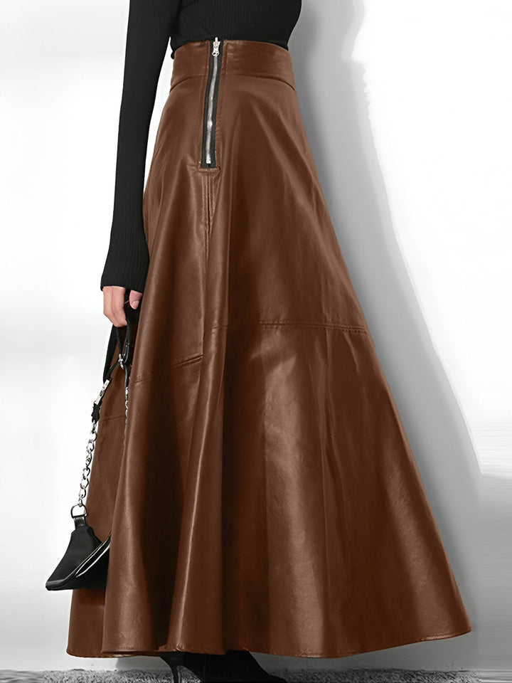Drune | Eleganter PU-Leder Maxi-Rock