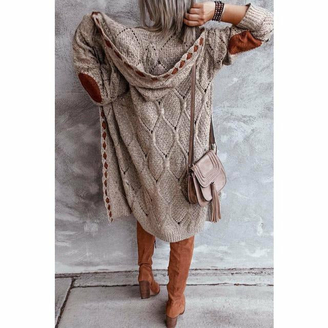 Drune | Lange Strickjacke mit Kapuze