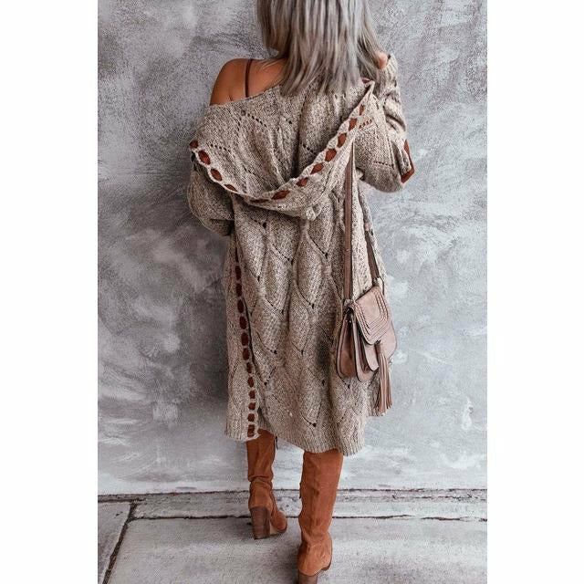 Drune | Lange Strickjacke mit Kapuze