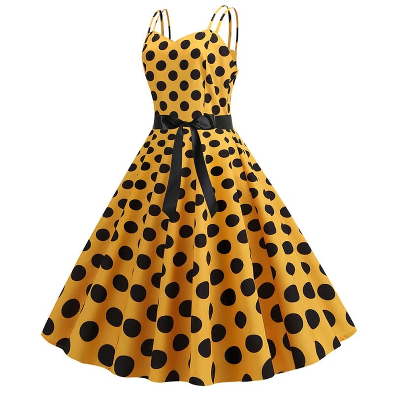 Drune | Vintage Kleid Rockabilly Gelb Punkt