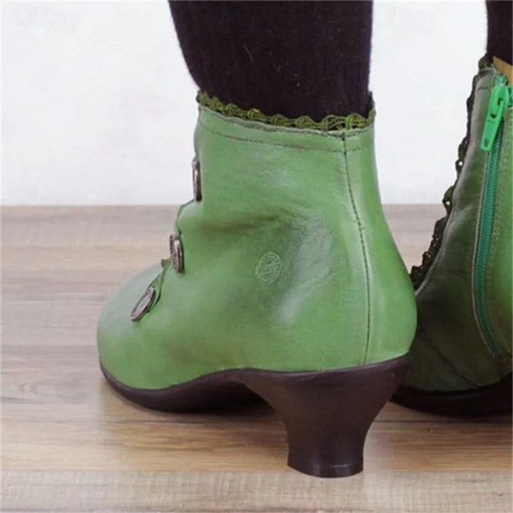 Drune | Damen Viktorianische Schnür-Stiefeletten mit Spitzenbesatz