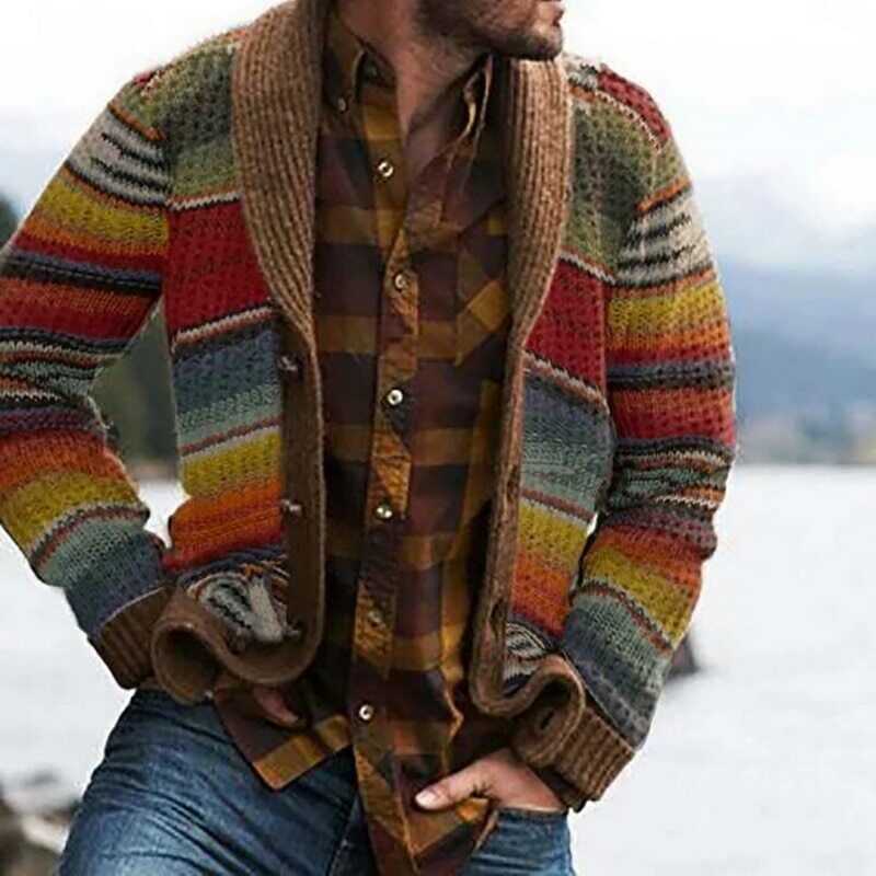 Drune | Karierter Vintage-Herren-Strickjacke