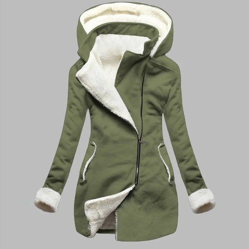 Drune | Damen Glatte Kapuzenjacke mit Seiteneingrifftaschen