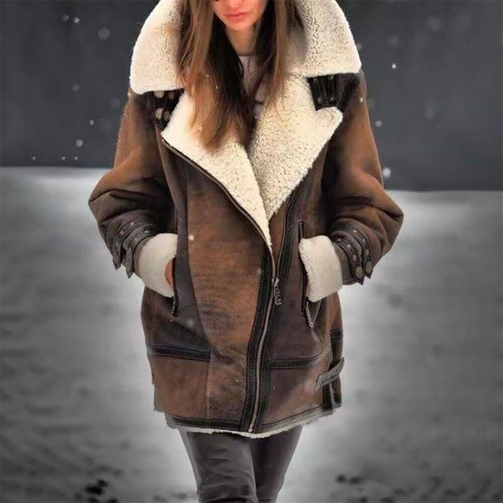 Drune | Damen Lammfellfliegerjacke