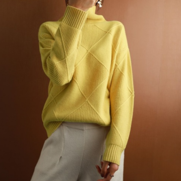 Drune | Hoher Kragen Weiches Strickmaterial Mit Geometrischem Muster Lockere Passform