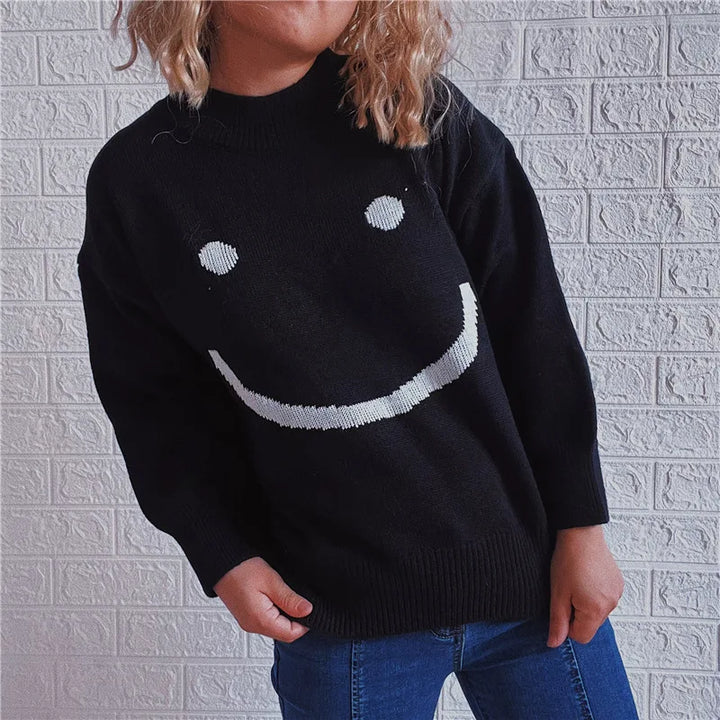 Drune |  Herbst Niedliches Smiley-Muster Langarmshirt