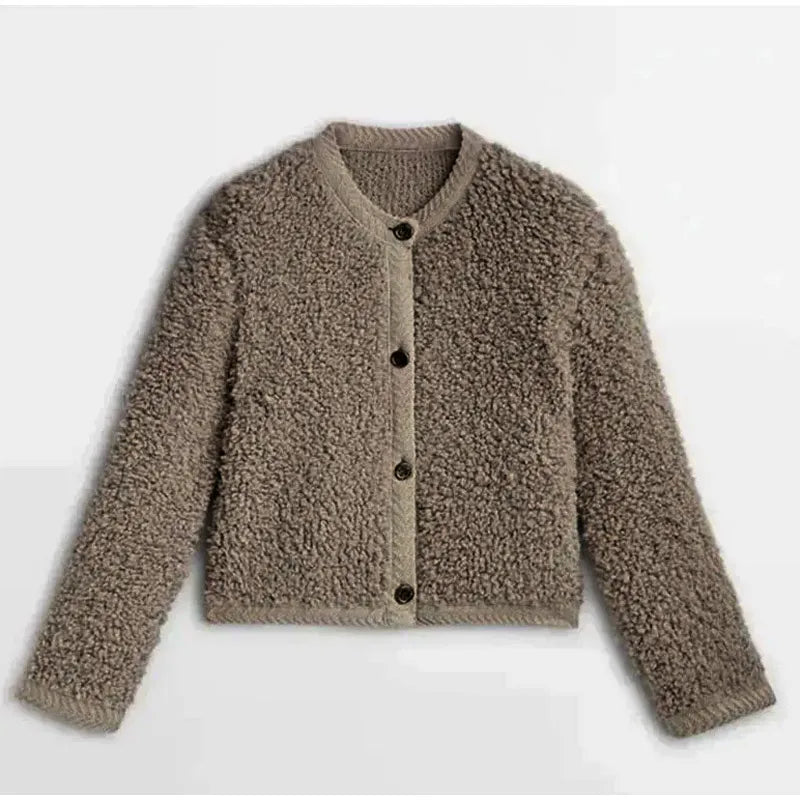 Drune | Cardigan - Bouclé-Stoff - Lockere Passform - Lange Ärmel - Mit Knopfverschluss