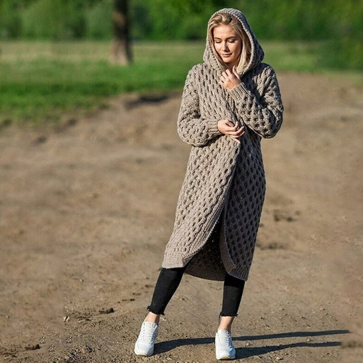 Drune | Warme Damen-Strickjacke mit Kapuze
