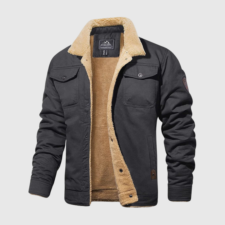 Drune | Herren Winterjacke Mit Vorderem Knopfverschluss Und Taschen Detail Design