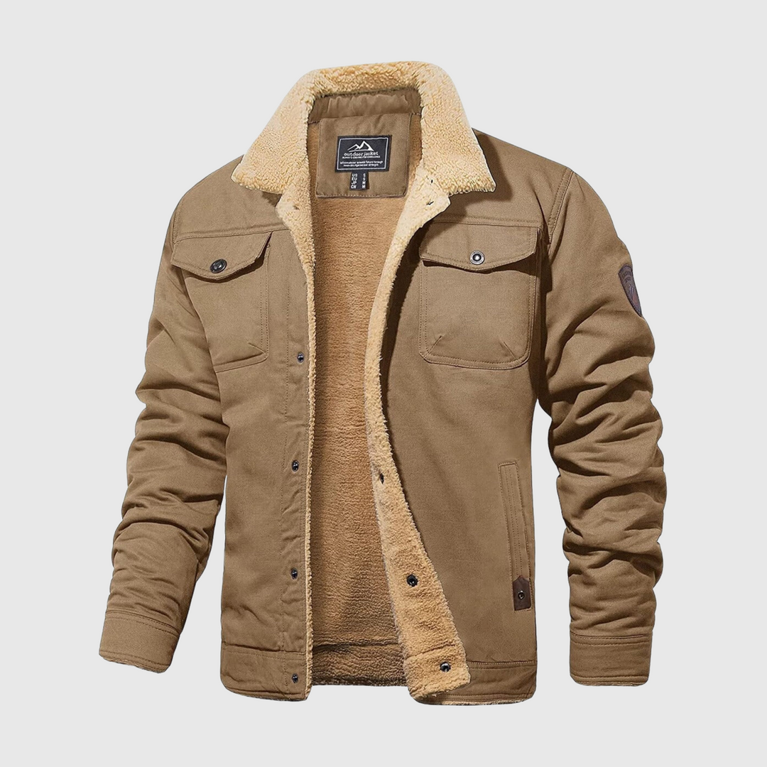 Drune | Herren Winterjacke Mit Vorderem Knopfverschluss Und Taschen Detail Design