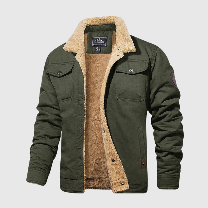 Drune | Herren Winterjacke Mit Vorderem Knopfverschluss Und Taschen Detail Design