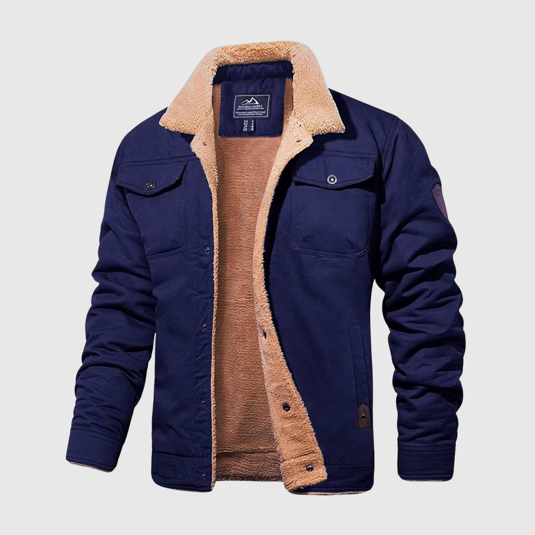 Drune | Herren Winterjacke Mit Vorderem Knopfverschluss Und Taschen Detail Design