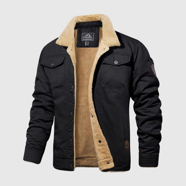 Drune | Herren Winterjacke Mit Vorderem Knopfverschluss Und Taschen Detail Design
