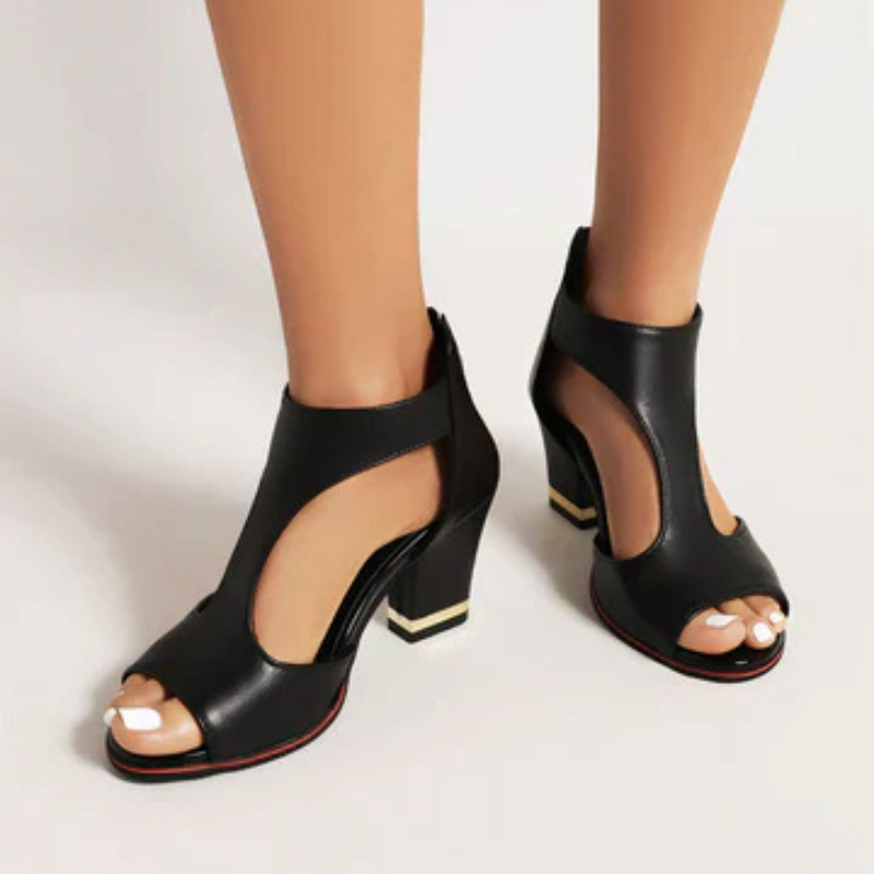 Drune | Sandalen Damen Bequem mit Absatz Schwarz