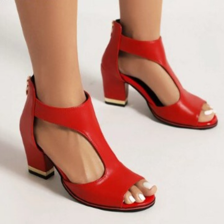Drune | Sandalen Damen Bequem mit Absatz Schwarz