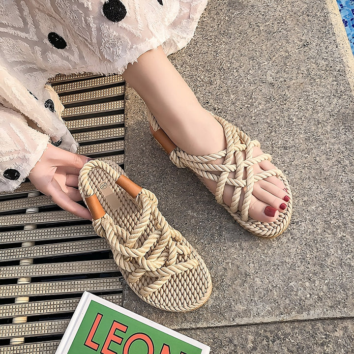 Drune | Bohemian Geflochtene Seil Sandalen