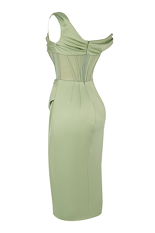 Drune | Asymmetrisch drapiertes Midi-Korsettkleid