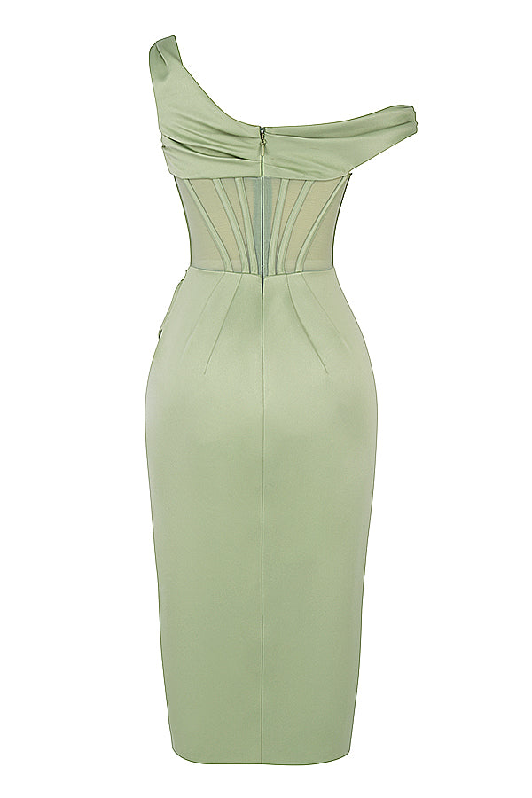 Drune | Asymmetrisch drapiertes Midi-Korsettkleid
