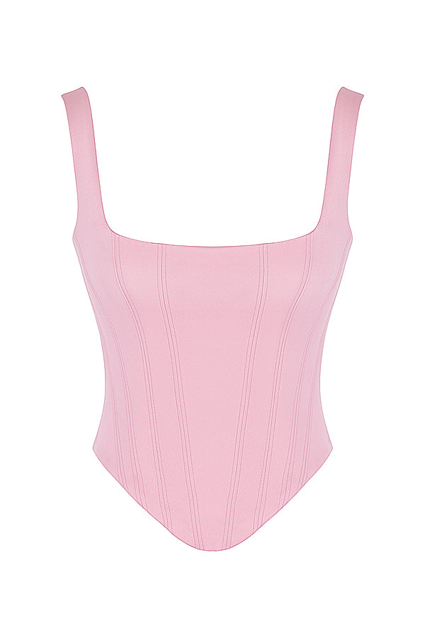 Drune | Fairy Pink Satin Longline Korsett