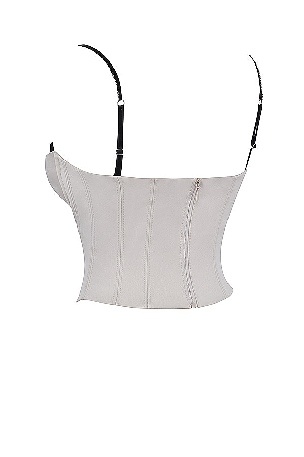 Drune | Beiges Satin Busenkorset