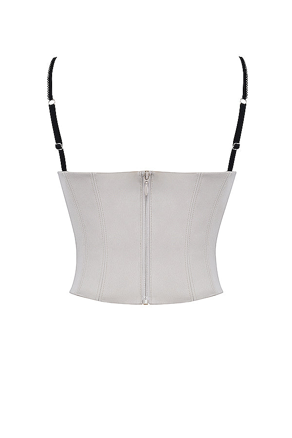 Drune | Beiges Satin Busenkorset