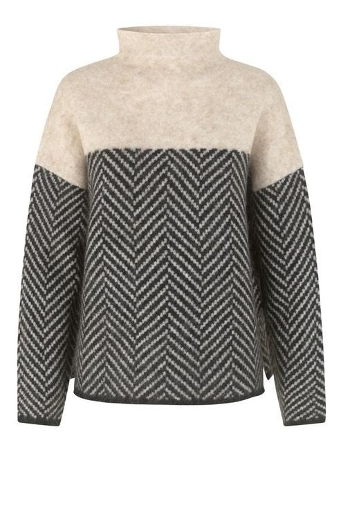Drune | Damen Rollkragenpullover mit Zweifarbdesign