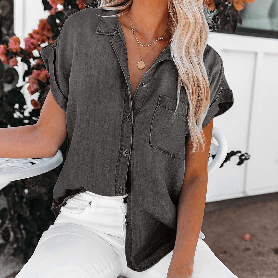 Drune | Damen Top Stilvolle Jeansbluse Lässiger Und Moderner Look