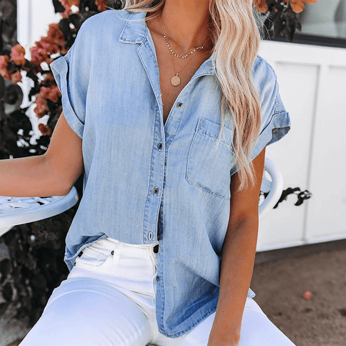 Drune | Damen Top Stilvolle Jeansbluse Lässiger Und Moderner Look
