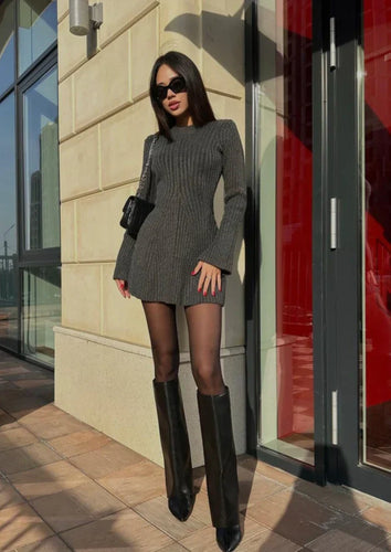 Drune | Strick Mini Kleid mit Langen Ärmeln