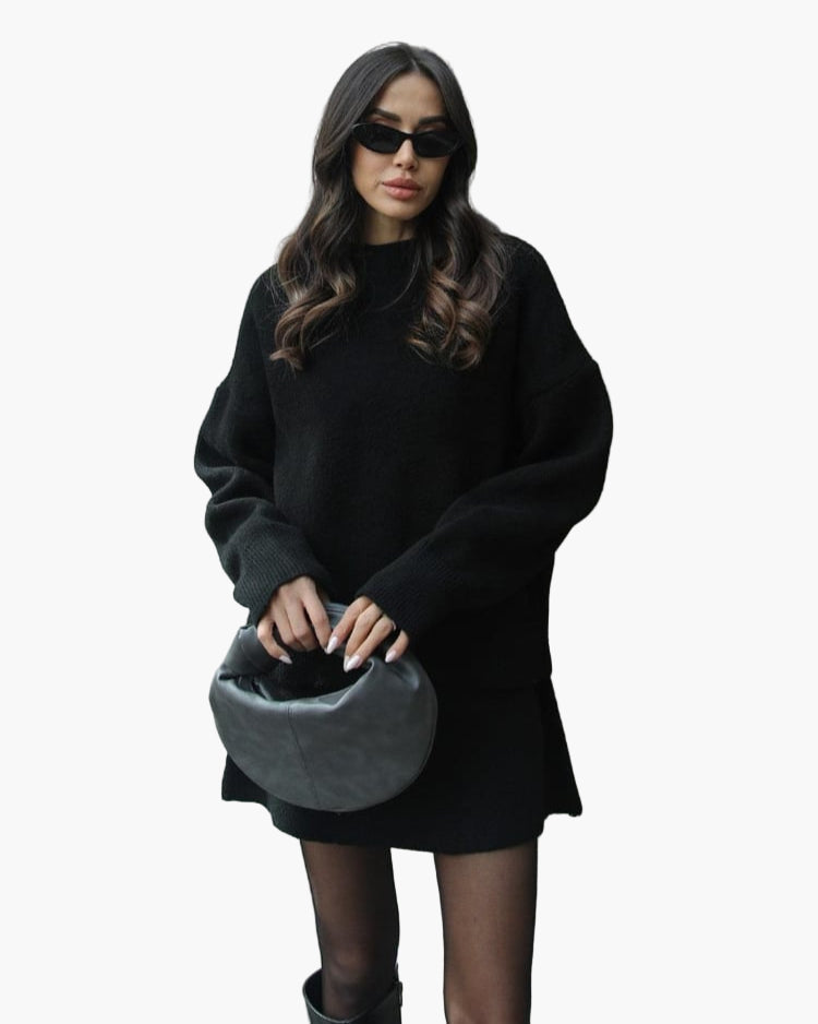 Drune | Strickset mit Pullover und Minirock - Modischer Herbst Winter Look, Lässig & Elegant