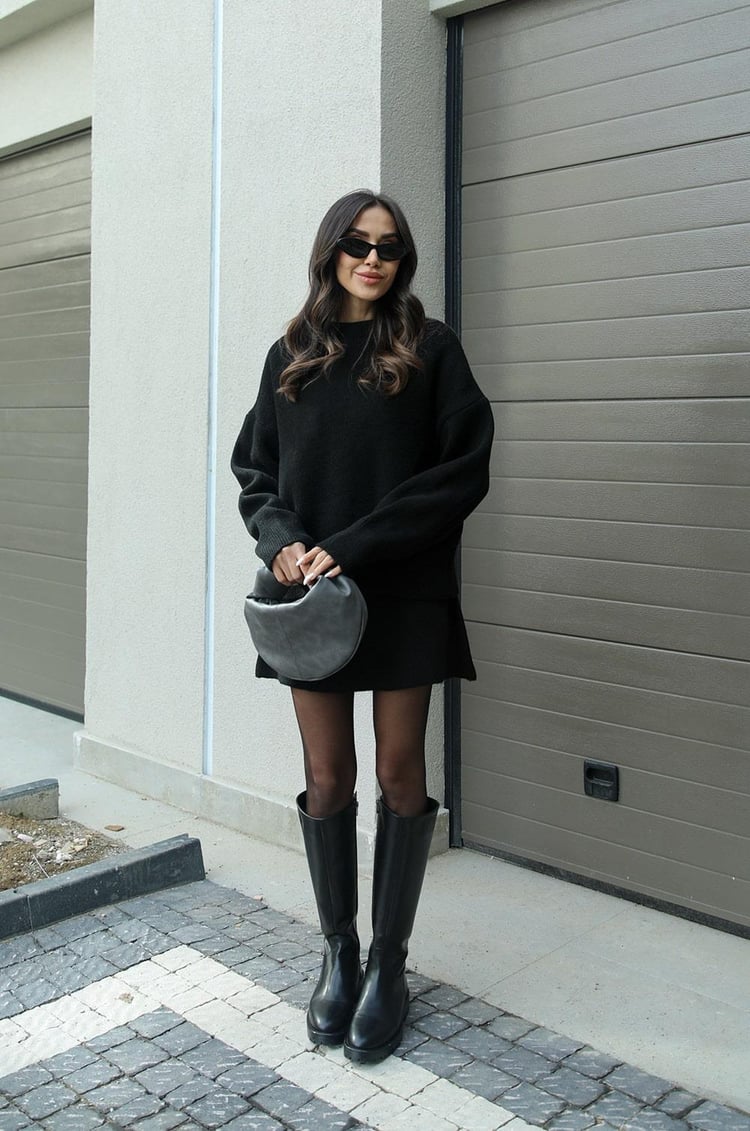 Drune | teilige Strickset - Damenpullover und Rock mit lässiger Passform