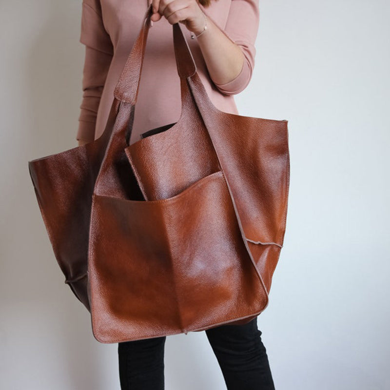 Drune | Überdimensionale Leder Schultertasche für Damen