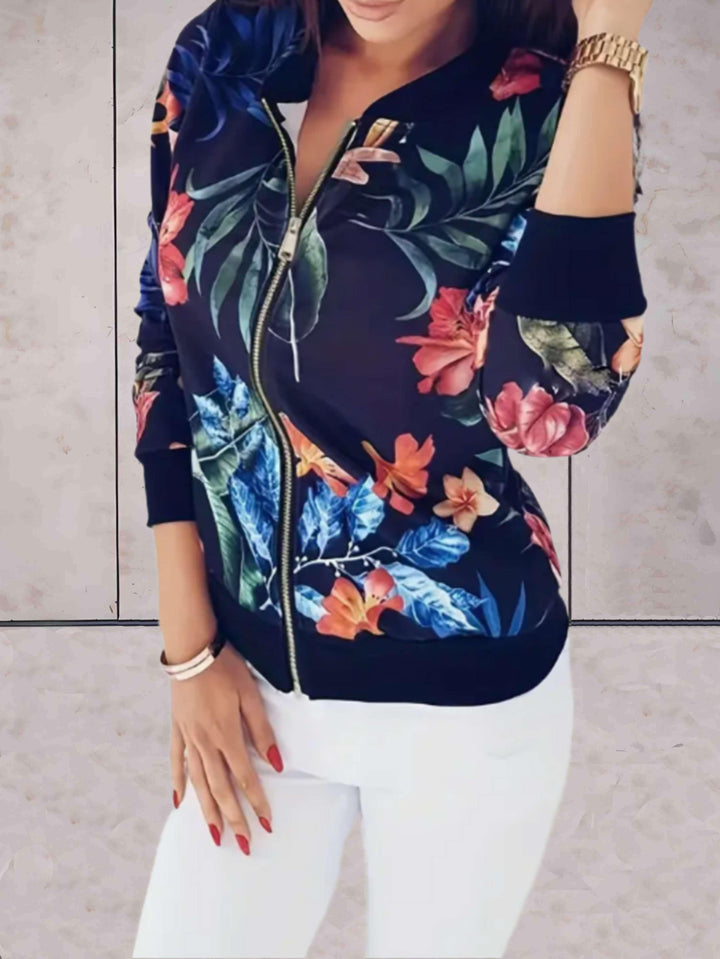 Drune | Wunderschön geschnittene Frühlingsjacke mit Reißverschluss und Blumenmuster