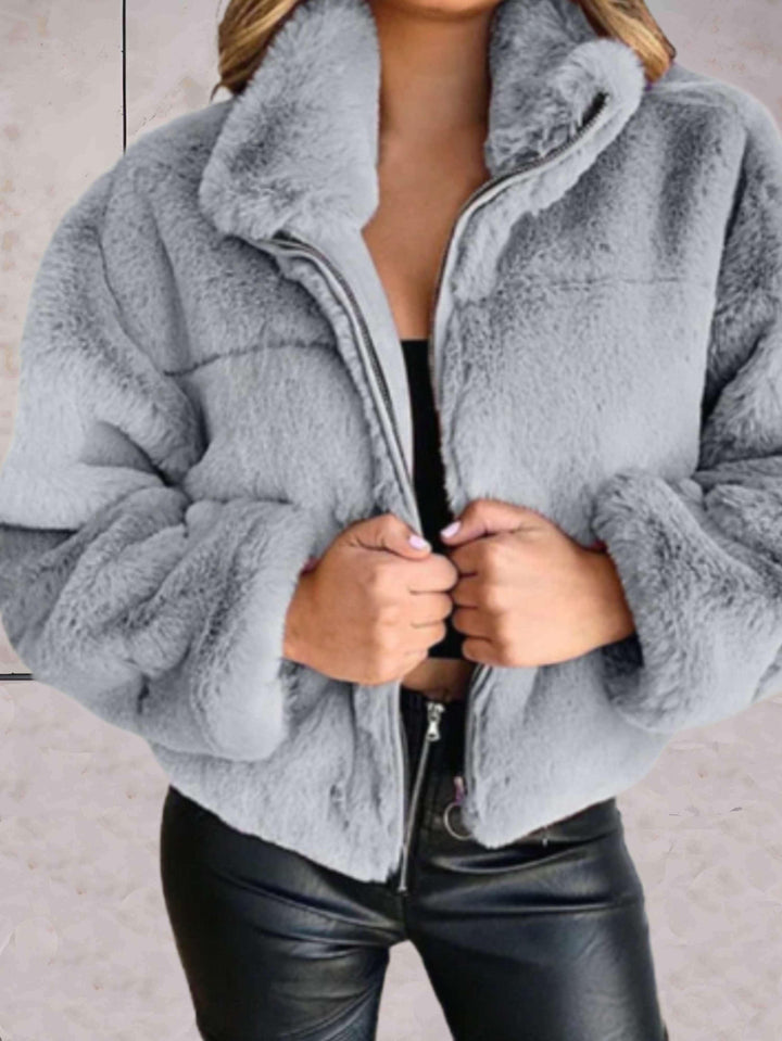 Drune | Warme und Gemütliche Kunstpelzjacke mit Reißverschluss