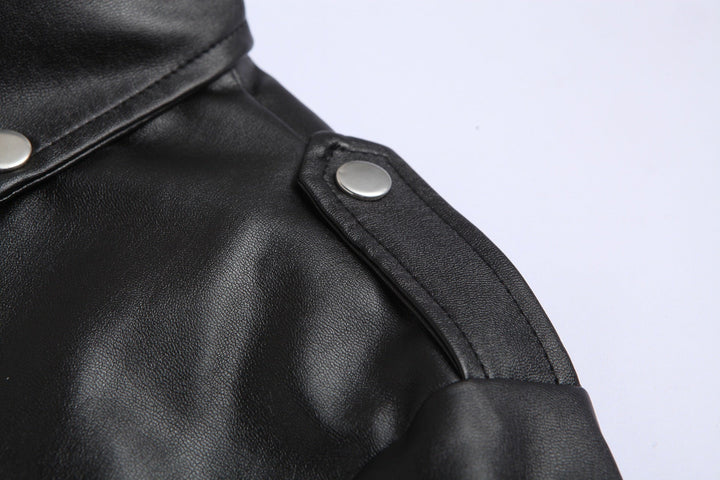 Drune | Slim Fit Leder Motorradjacke für Herren mit Stehkragen