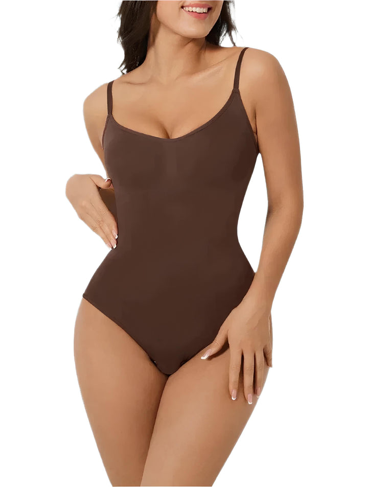Drune | Bodysuit Verstellbare Spaghetti Träger Tiefer V-ausschnitt Stretch Fit Shapewear