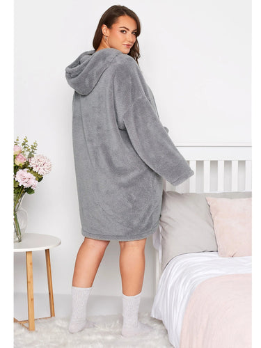 Drune | Snuggle Plus Übergrößen Teddy Hoodie Kleid