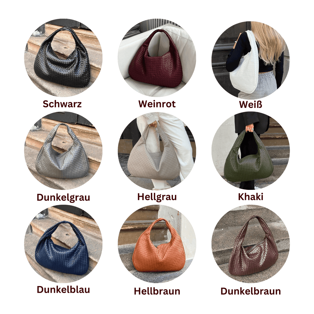 Drune - Vintage Umhängetasche damen | Geflochtene Handtasche mit Reißverschluss im Sale