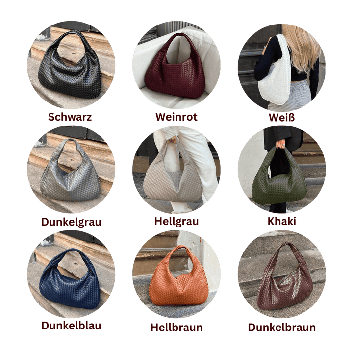 Drune - Vintage Umhängetasche damen | Geflochtene Handtasche mit Reißverschluss im Sale